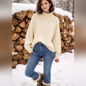 Gap Oversized Cream Wool/alpaca/cotton Blend Sweater XL Tall